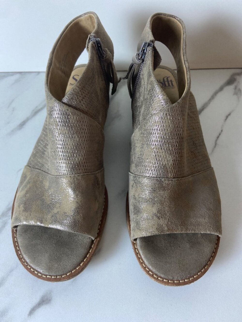 Söfft Natalia Smoke Metallic Suede Sandals Women’s Size 6.5 M